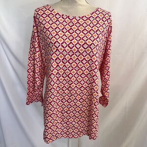 NEW Chico’s Drop Shoulder Tunic Top Knit Geometric Print Size 4 1X Plus